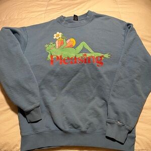 Harry Styles Pleasing Blue Crewneck Frog Sweatshirt (Official Merch)
